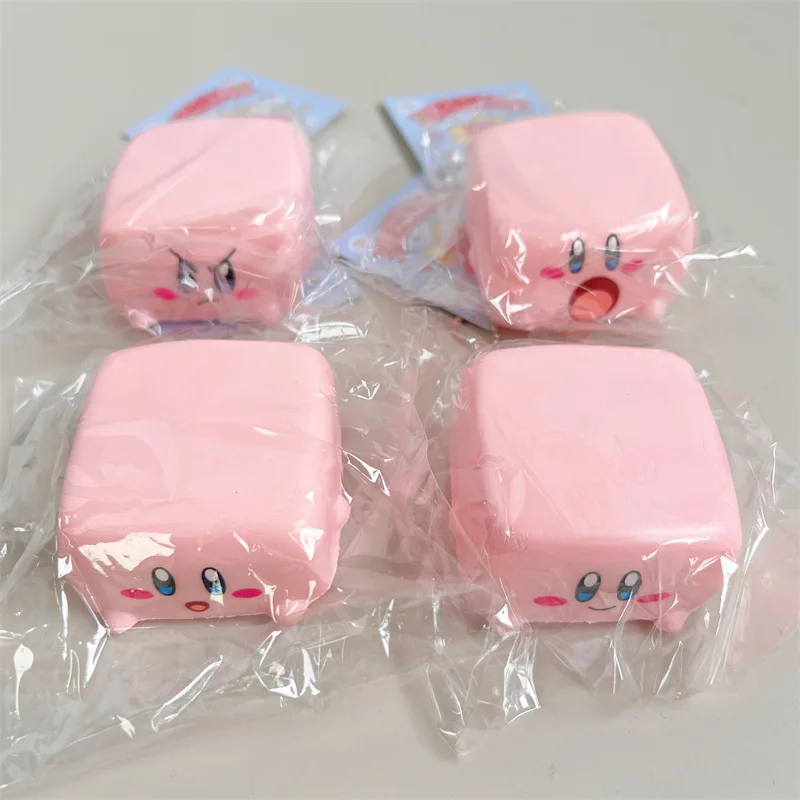Kawaii Square Kirby Tofu Squishy Slow Rising PU Stress Relief Squeeze Fidget Toy Cute Cartoon Decompression Kids Birthday Gift