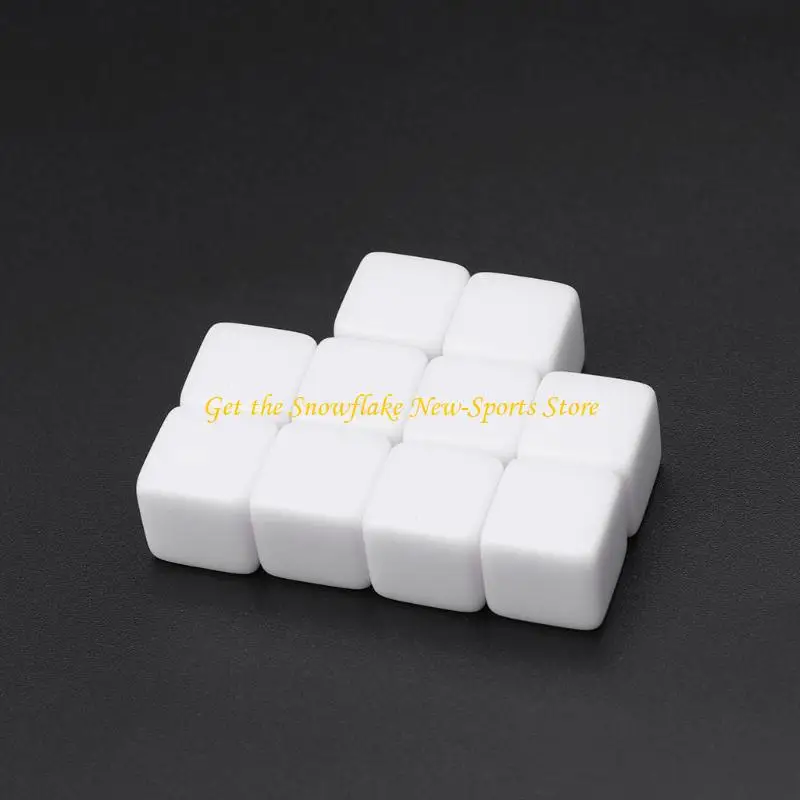 

E56D 10 шт., белые пустые кости D6, математические игры, настольная игра, игровые кости «сделай сам», шестисторонние
