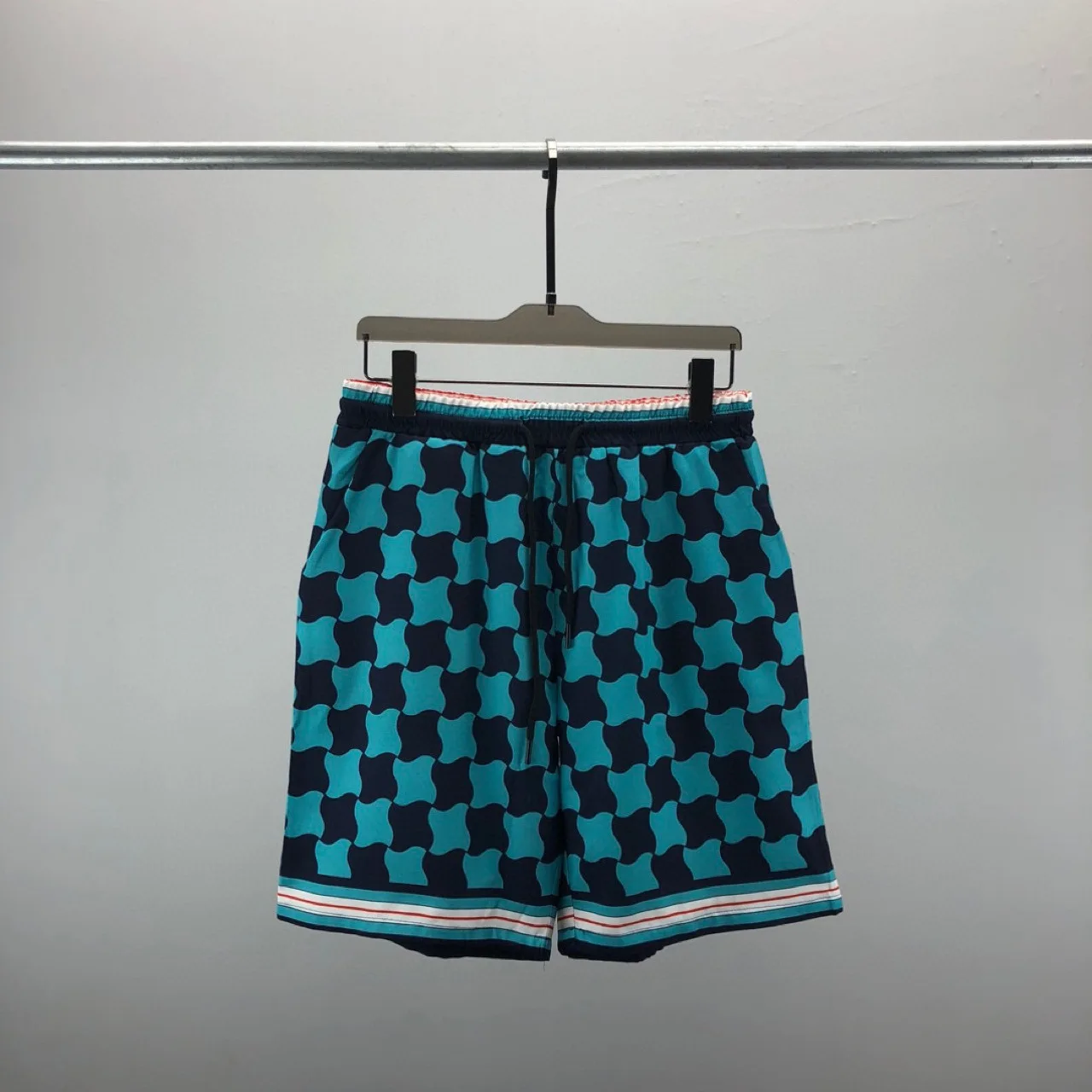 2024 Summer New Ca Short Sleeved Shirt Set Checkered 3D Printed Pattern Shirts for Men Beach Shorts Shirts PajamaCollar