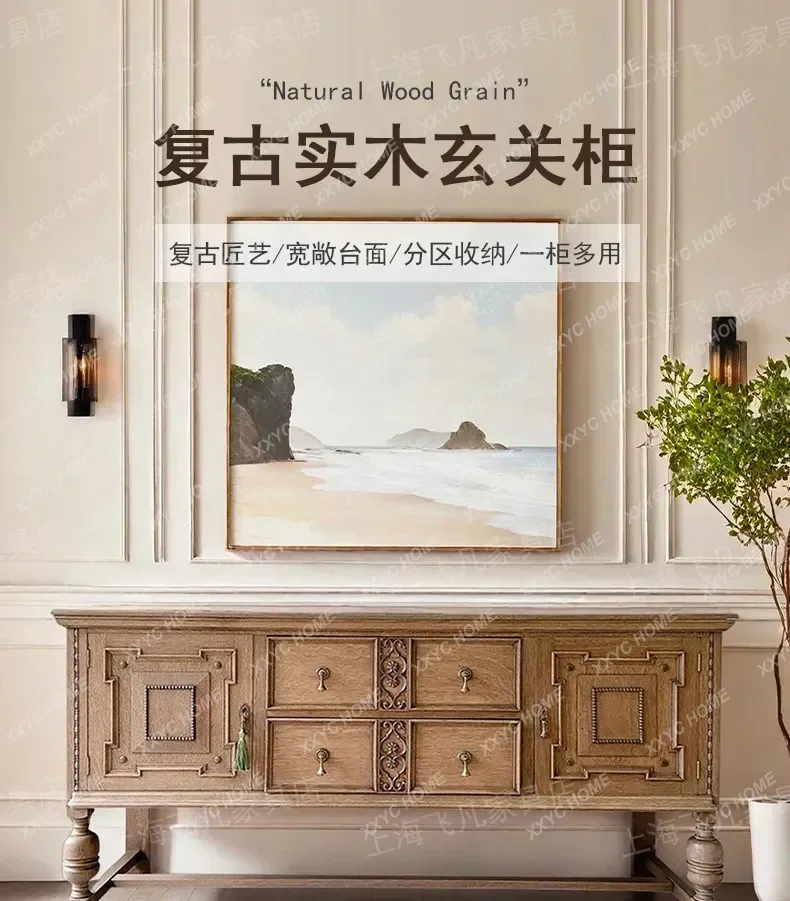 

M32 Retro solid wood dining side cabinet against the wall locker living room rack entrance decorative cabinet