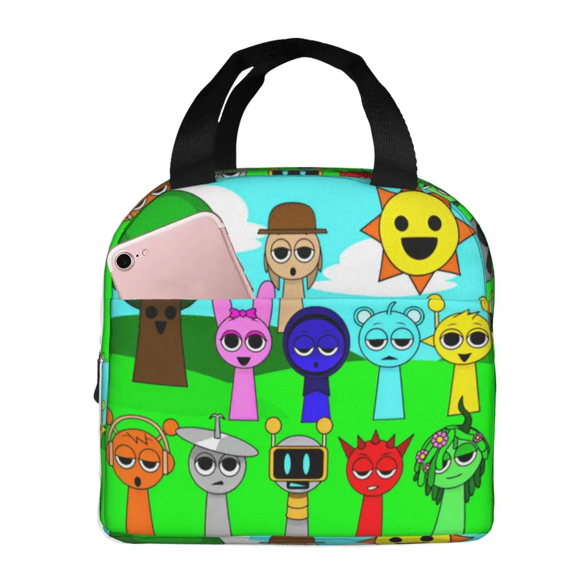 Sprunki Incredibox Grey Oren Funbot Insulated Lunch Bags Leakproof Beats Game Meal Container Cooler Bag Tote Lunch Box School