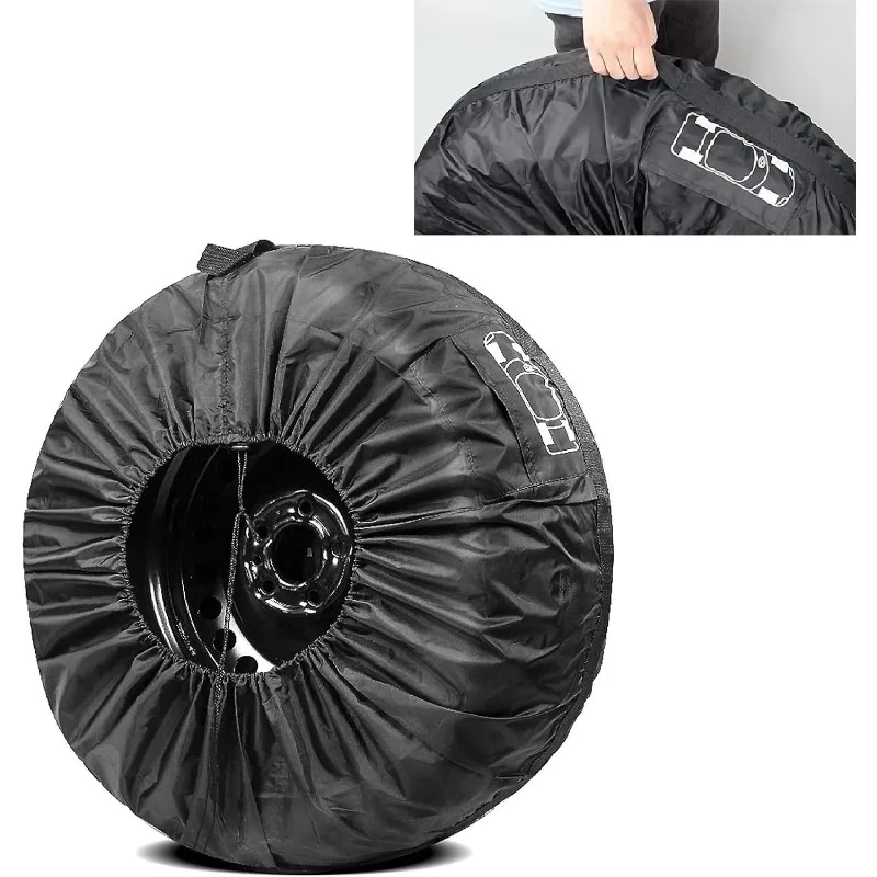 Universal Car Spare Tire Cover 31.49 Inch Black Wheel Protector Dust Waterproof UV Resistant Tire Storage Bag Auto Accessories