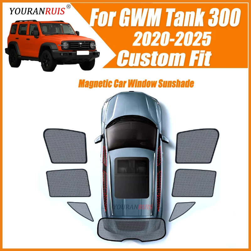 

Car windows Sunshade For GWM Tank 300 2020~2023 2024 2025 Wey 330 Heat Insulation UV Protection Mesh Sun Visor Accessories