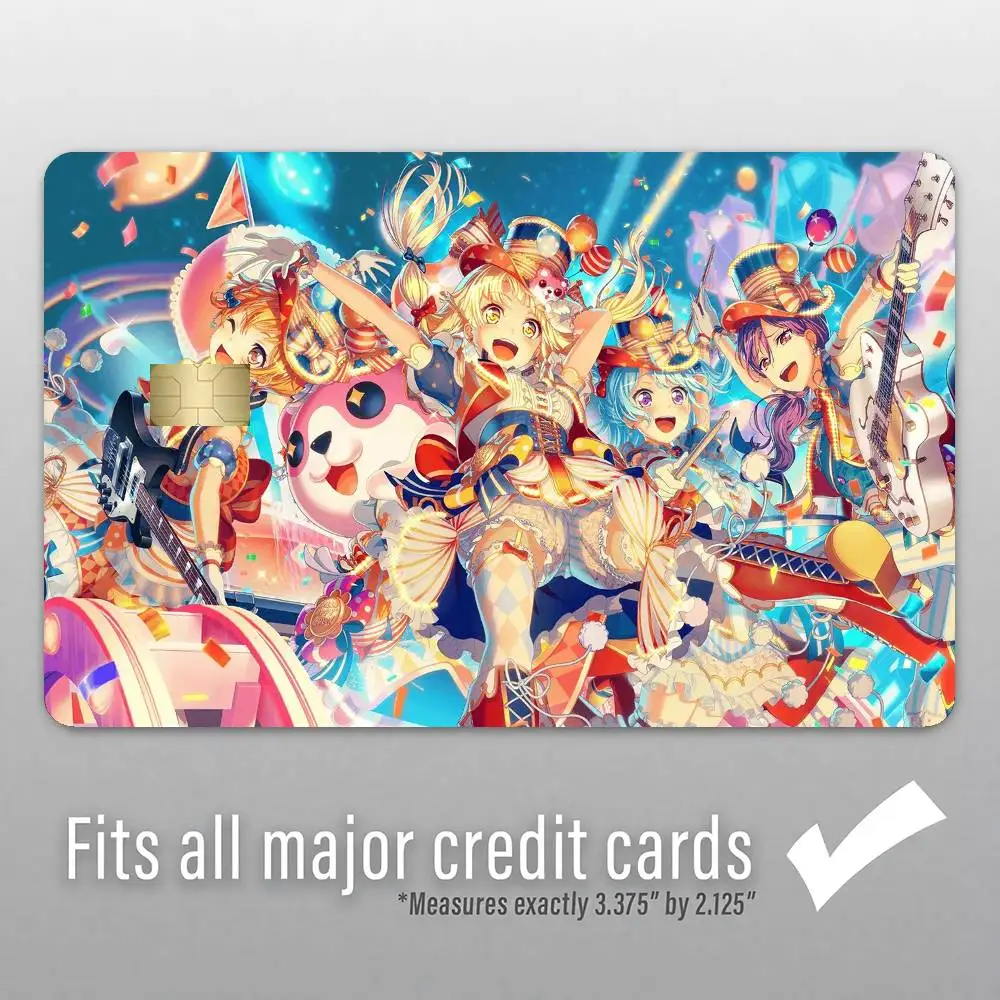 ملصقات بطاقات B-BanG D-DreamS لتفقية بطاقة الائتمان الخصم أو حفظ الغلاف على قبالة رقيقة جدًا لا تتلاشى ملصق غطاء الجلد