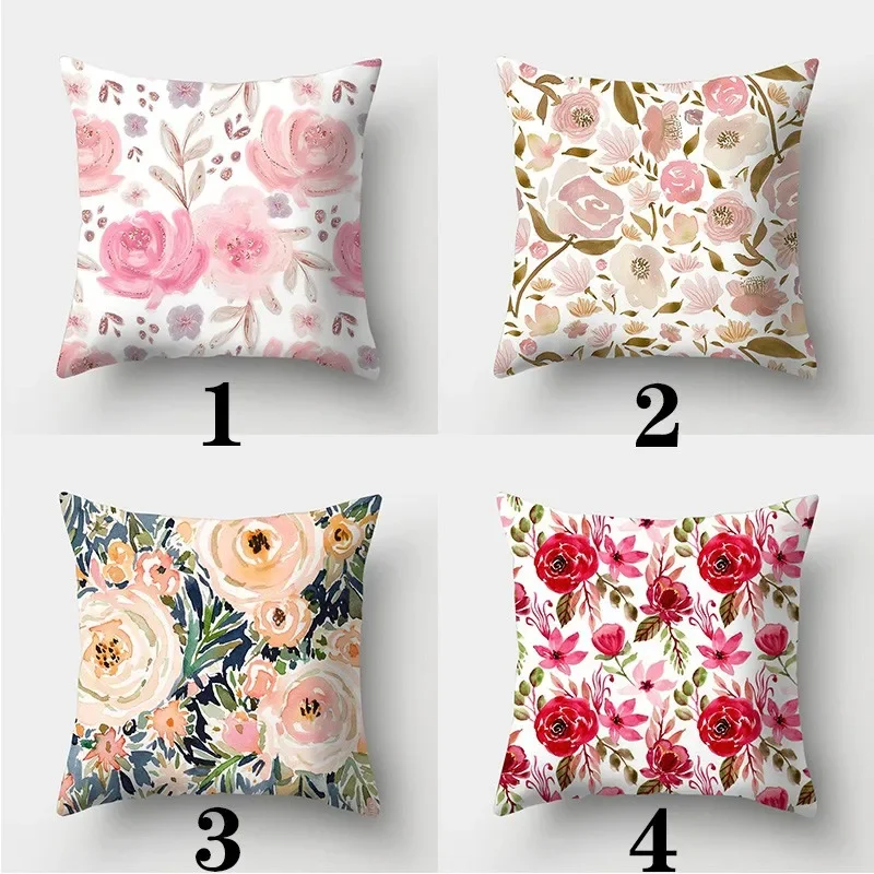 Fresh Style Pillowcase 45cm X 45cm Square Sofa Pillow Cover Pretty Flowers Cushion