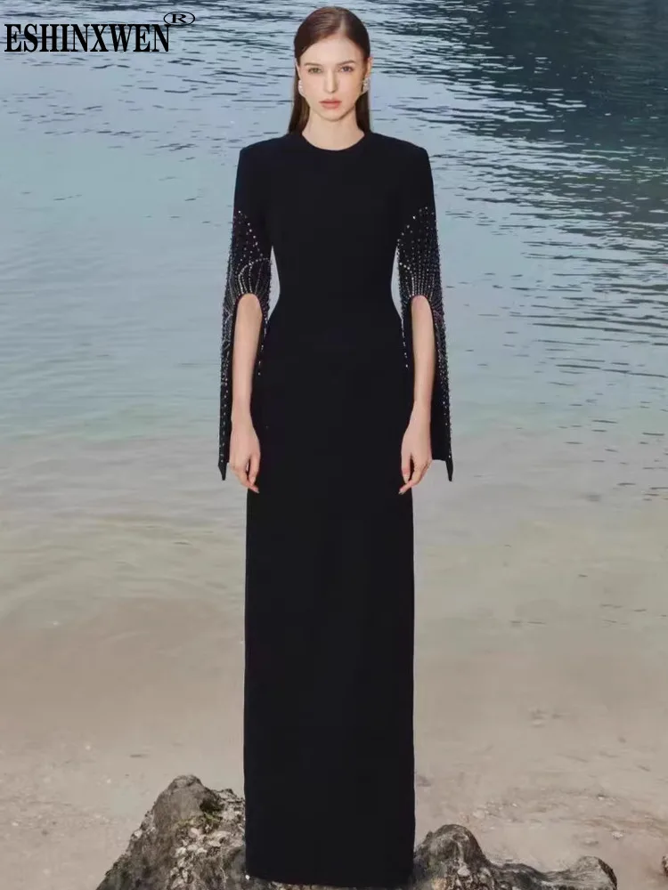 Black long sleeve maxi dress formal-AliExpress