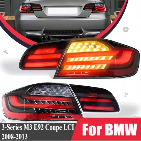 BMW 3 시리즈 M3 E92 쿠페 LCI 2008-2013 용 LED 테일 라이트 자동차 LED 테일 램프 후방 브레이크 라이트 순차 방향 지시등