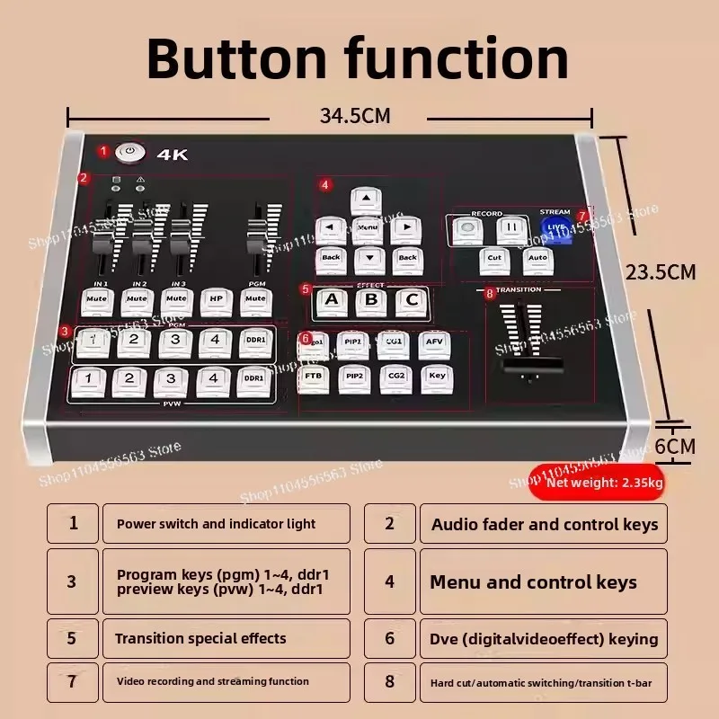 Portable 4K Video Mixer with 4HDMI Switcher - High-Definition Video Special Effects & Live Streaming Capabilities