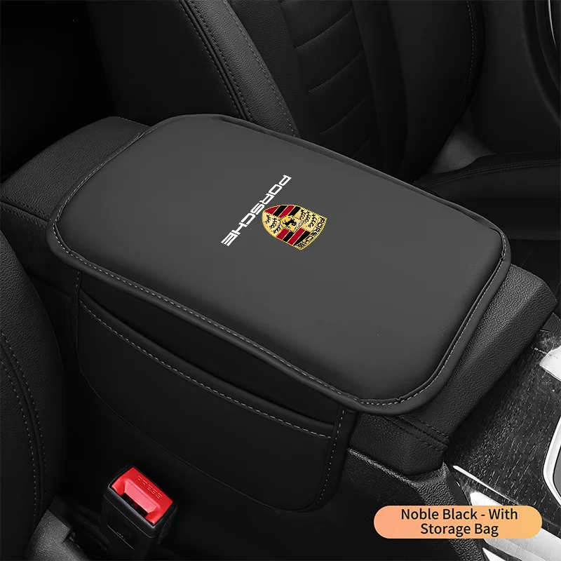 Car Armrest Box Pad Center Console Arm Rest Storage Pocket Mat For Porsche Cayenne Panamera Macan 911 718 Taycan Boxster Cayman