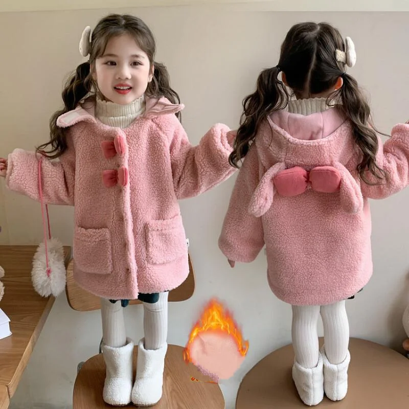 Hot Girls' Coat Tops Outerwear Autumn Winter New Style Children's Stylish Winter Clothing for Baby Girls Child Kawaii Casual