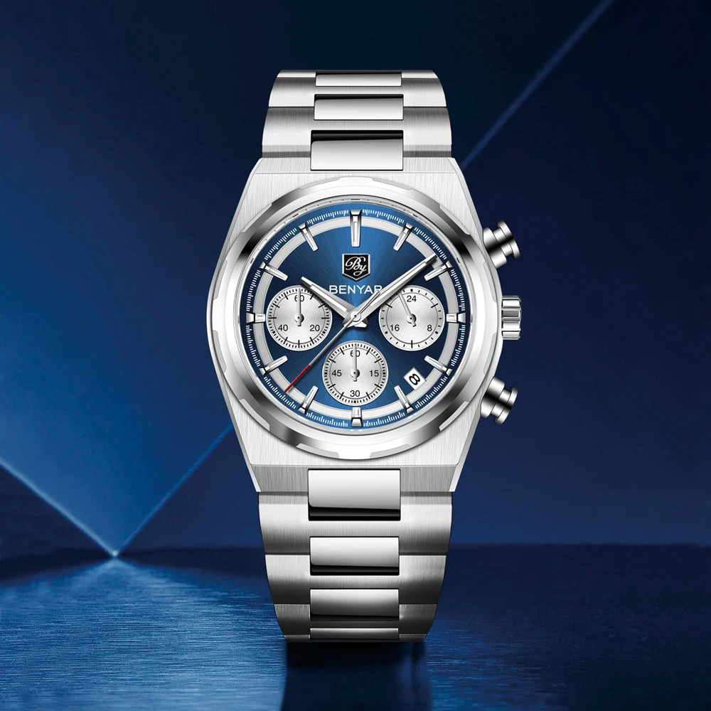 BENYAR 2025, neue Herrenuhren, Top-Marke, Luxus-Quarzuhr für Herren, Chronograph, Sport, Herren-Geschenkuhr, Edelstahl, leuchtend
