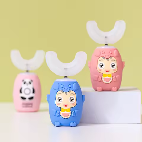 Kids U-Shaped Electric Toothbrush Sonic Silent Brush for Ages 3-12+ Baby Tooth Cleaning Tool