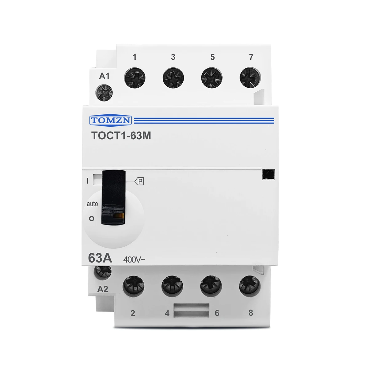 TOMZN TOCT1 4P 63A 220V/230V 50/60Hz DIN Rail Household AC Modular Contactor With Manual Control Switch 4NO or 2NO 2NC or 4NC