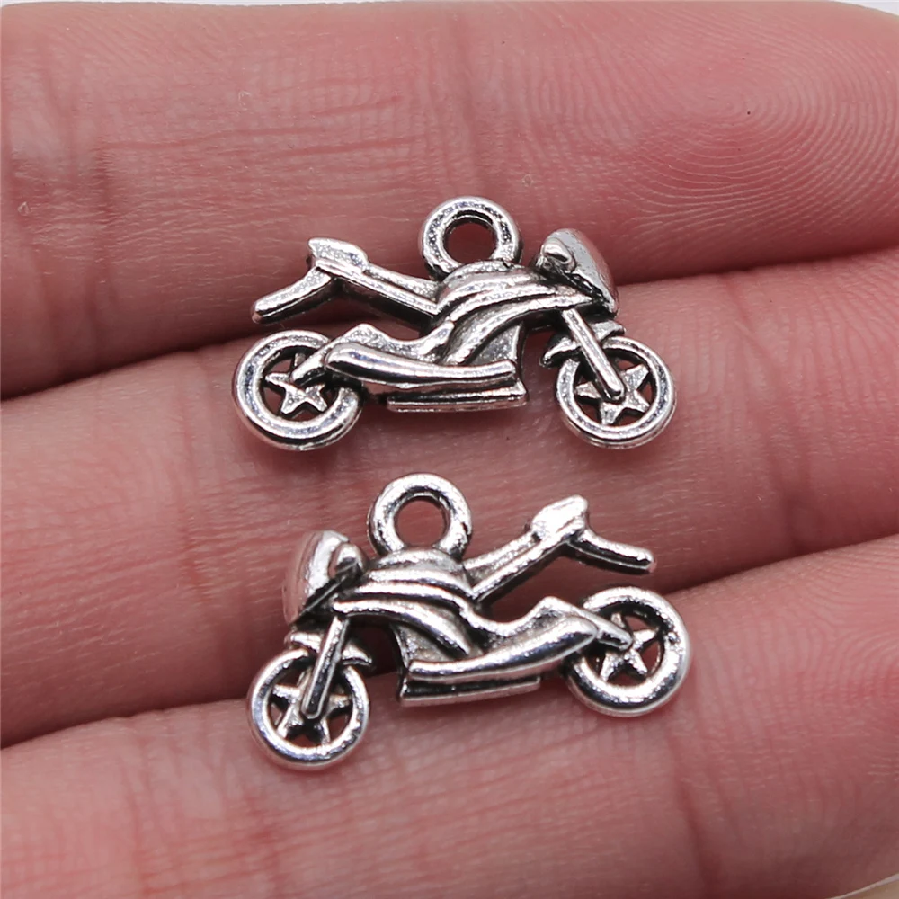 WYSIWYG 5pcs 14x21mm Antique Silver Color Dirtbike Motorcycle Charms Pendant For Jewelry Making DIY Jewelry Findings