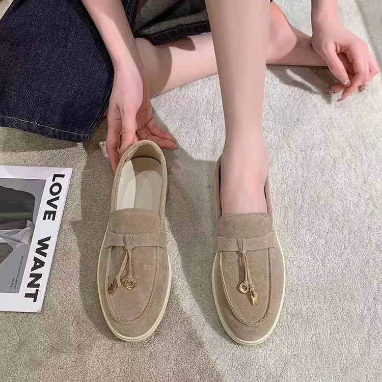 2023 Spring Women\'s Casual Shoes Autumn Women Suede Leather Slip on Flat Shoes Comfortable Loafers Women Moccasins Walking Shoes