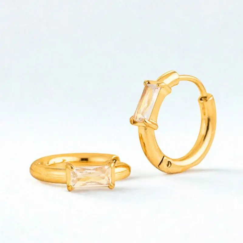 

Colorful Square Zircon Hoop Earrings 925 Sterling Silver Needle Ins Fashion Multicolor Simple Pendant Earrings Women's Jewelry