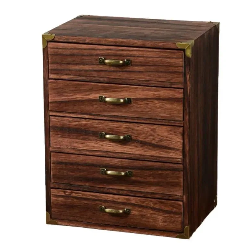 Modern Solid Wood Rectangular Storage Box Tabletop Display Stand with Cabinet Drawers for Jewelry and Cosmetics