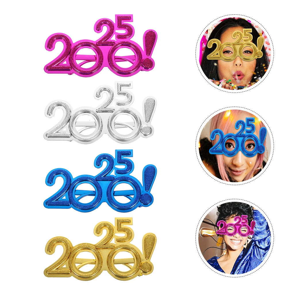 

4 Pcs New Year Decoration Glasses Eyeglasses Props Party Eyewear 2025 Sunglasses Year's Eve Child