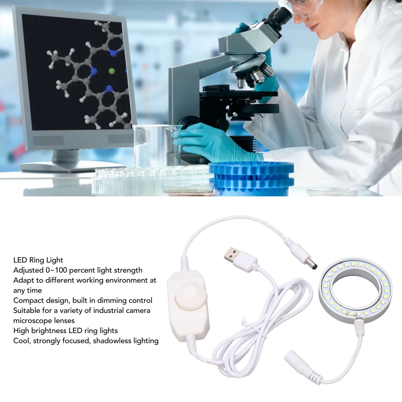 

LED Ring Light Adjustable for Stereo Microscope Industrial Camera Imaging Parts Accessories LED Ring Light Microscope Ring Light
