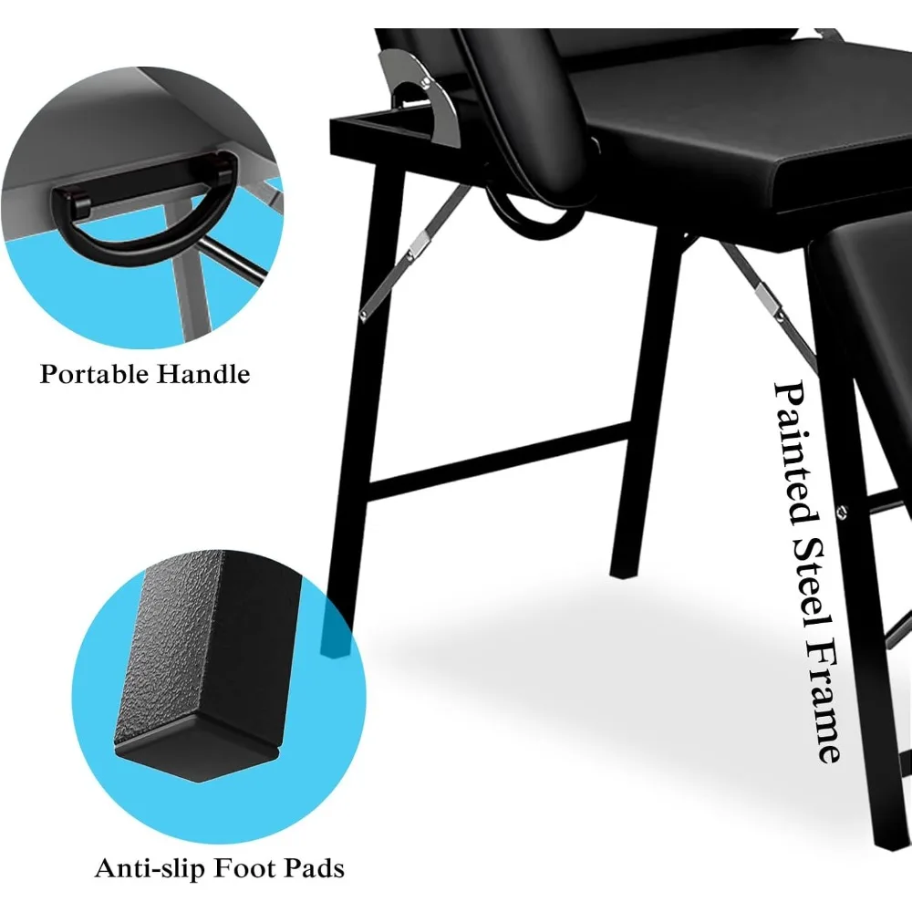 كرسي وشم محمول، طاولة تدليك قابلة للطي، سرير للوجه، كرسي سبا احترافي مع حقيبة حمل، سرير تجميل قابل للتعديل f #4