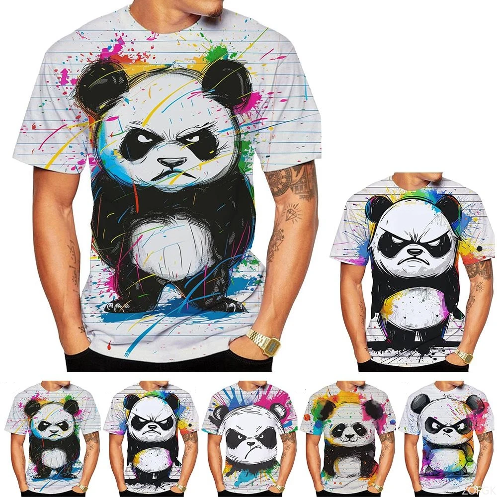 

New Fashion Men's and Women's Short Sleeve 3D HD Printing Panda Print T-shirt Street Style Unisex Kid Funny Fashion Top