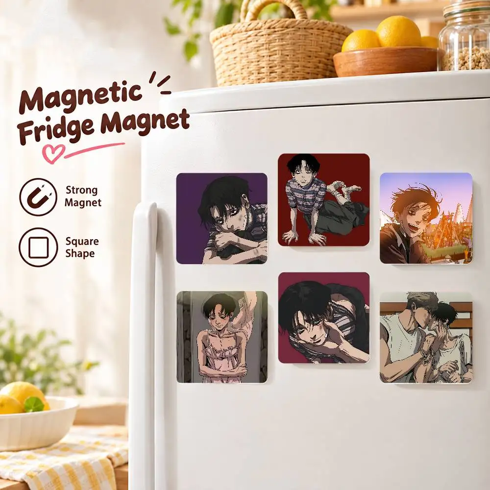 For Killing Stalking Yoonbum Fridge Magnet Personalized Magnetic Durable Plastic Square Picture Surface Fridge Magnets