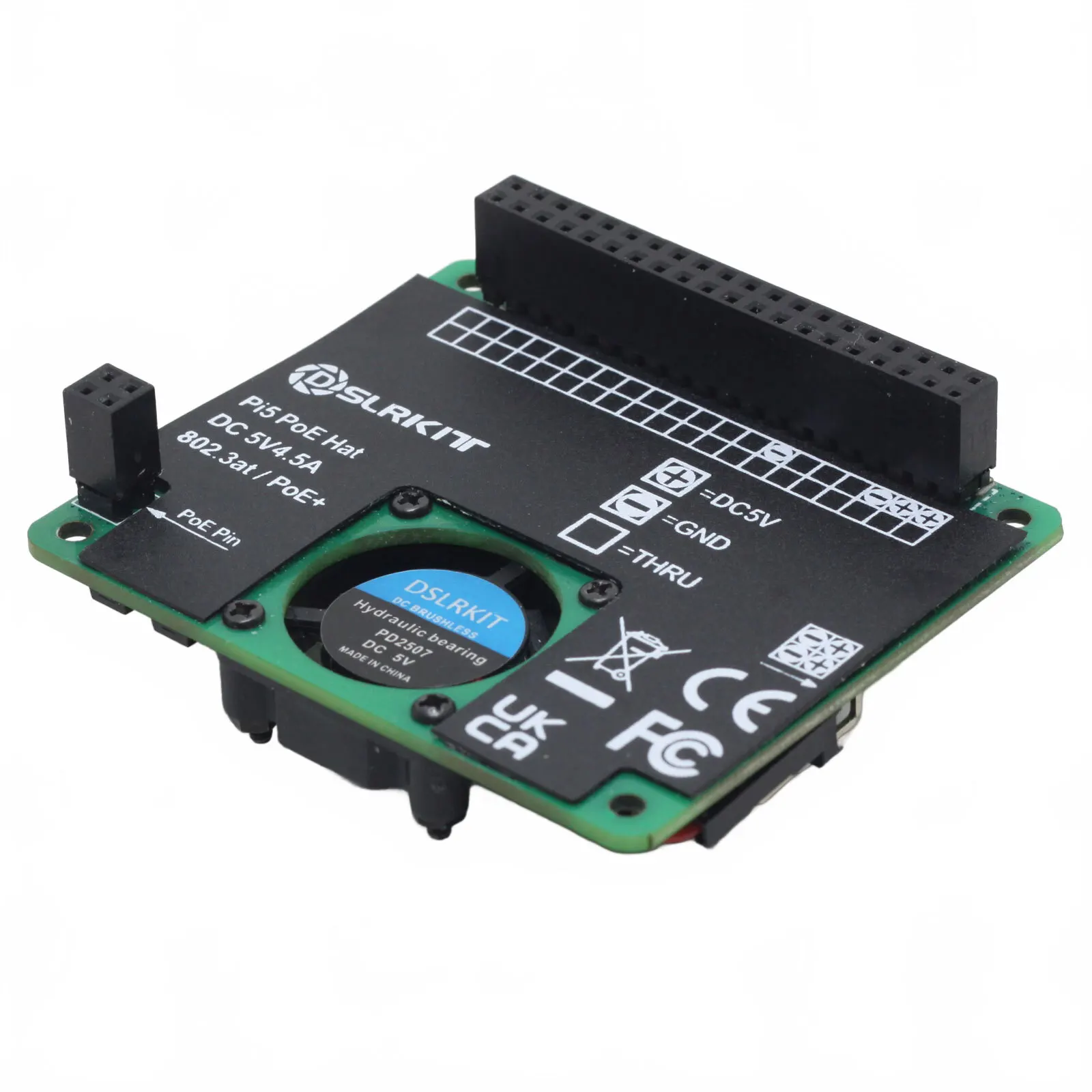 PoE HAT for Raspberry Pi 5 RPi5 Pi5 RDK X5 5V 4.5A 22w 802.3at PoE+ Fan Cooling