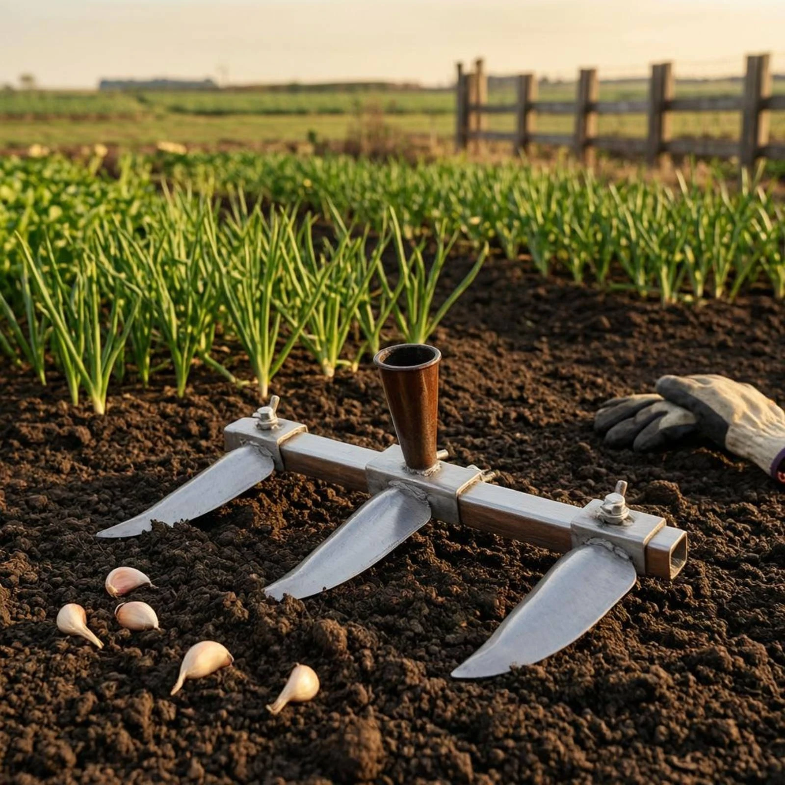 Furrow Opener Rake Sturdy Duty Adjustable Furrower Manual Garden Plow Manganese Steel Head Soil Cultivator Rust Resistant