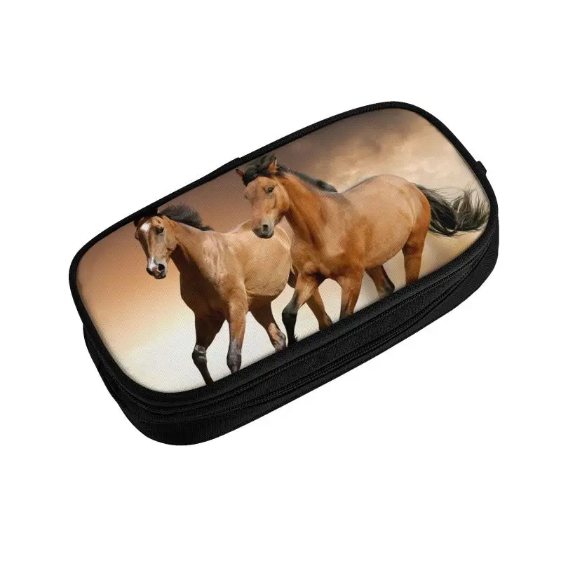 Cute Running Horse Pencil Case for Boy Girl Big Capacity Animal Pencil Pouch Stationery