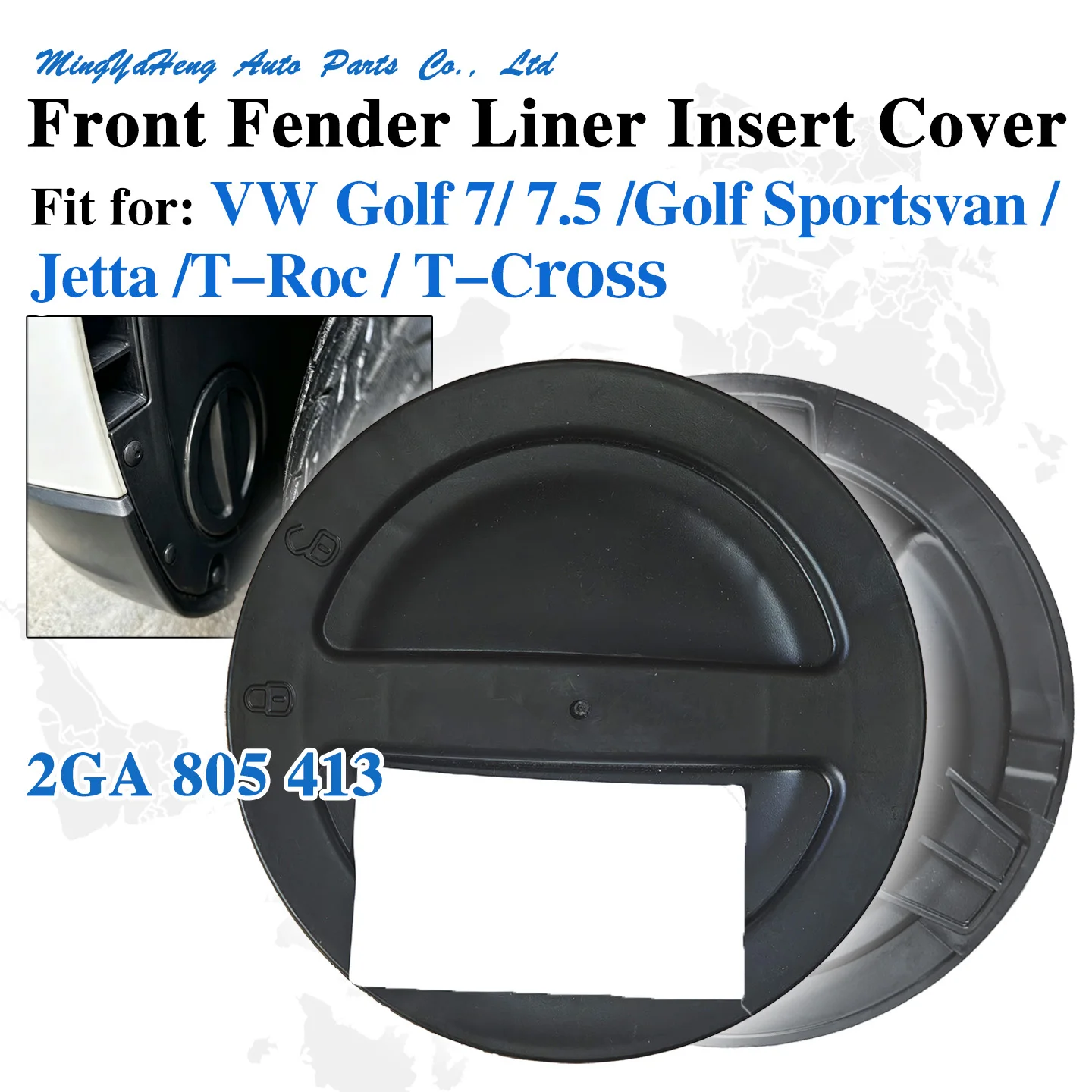Front Fender Liner Insert Cover OEM 2GA 805 413 Fit for Volkswagen Golf 7 Golf 7.5 Golf Sportsvan Jetta T-Roc T-Cross