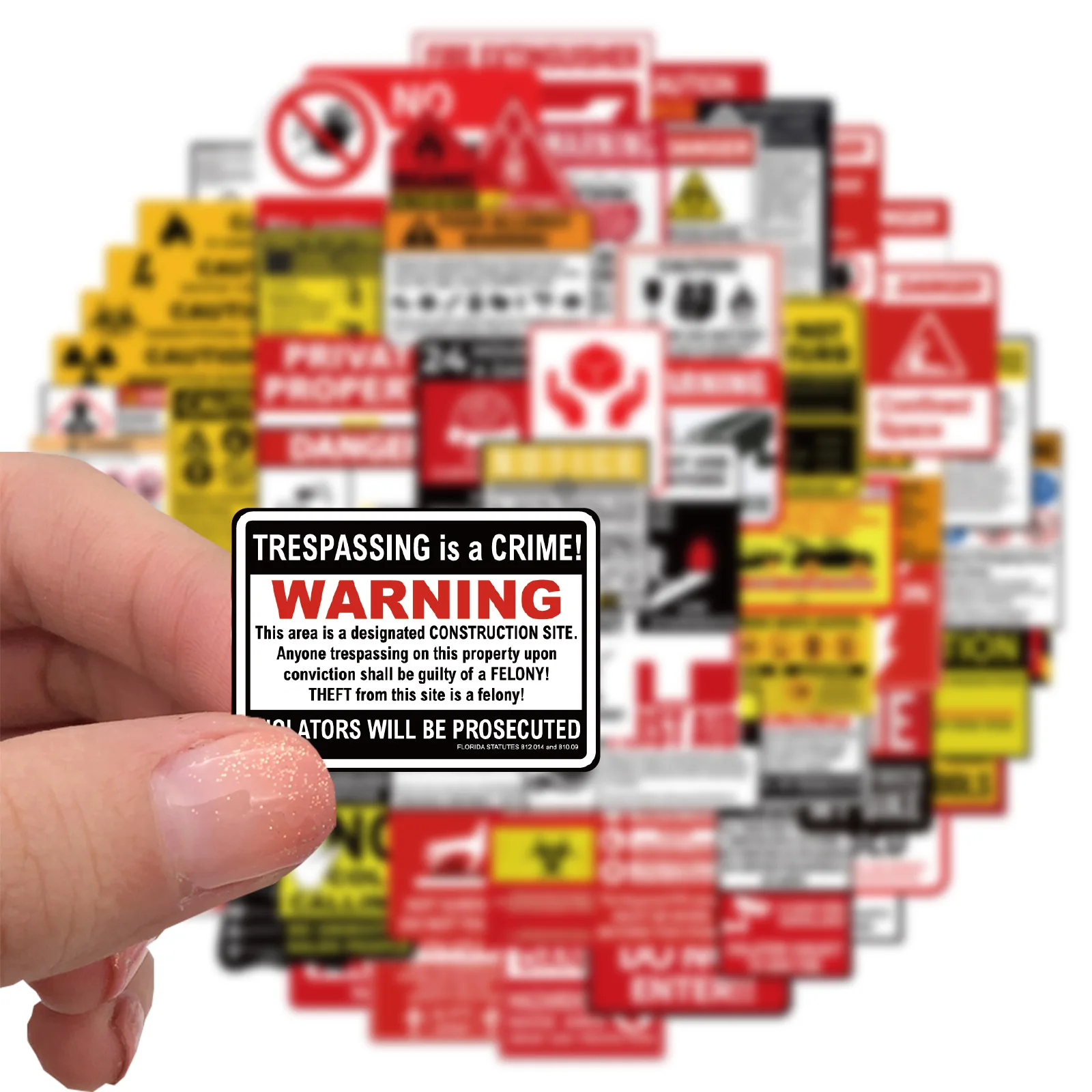 75Pcs Warning Mark Sticker Waterproof Graffiti Aesthetic Waterproof Stickers Laptop Luggage  Fridge Scrapbook Book Pack Kids Toy image 5