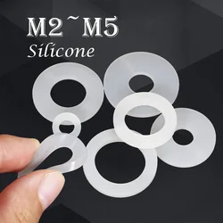 50/100 Pcs Silicone Flat Gasket M2 M2.5 M2.7 M3 M4 M5 White Silicon O Rings Seal Washer for High-Temperature Sealing Element