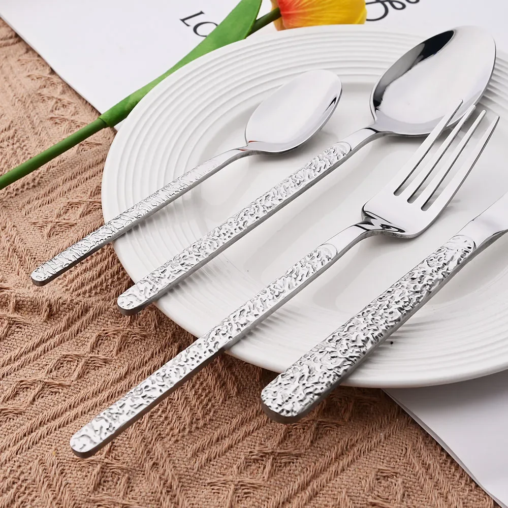 4pcs Anti-slip Handle Dinnerware Western Knife Fork Coffee Spoon Cutlery Set Stainless Steel Tableware Kitchen Party Flatware