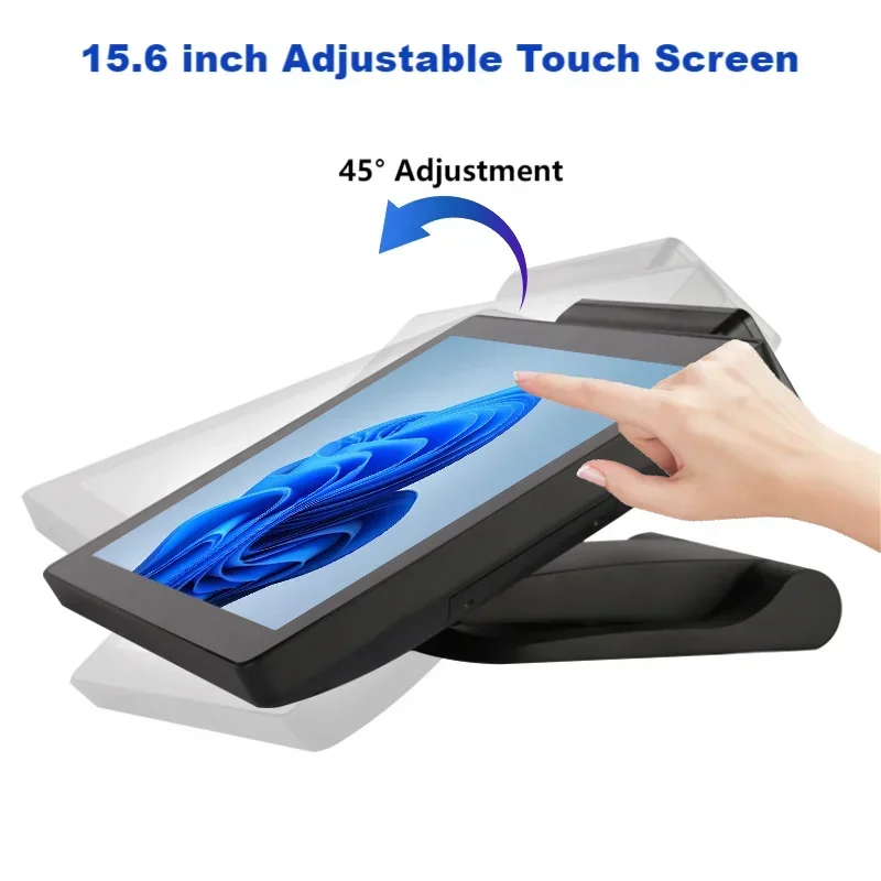 15.6 Inch Windows POS Touch Screen Cash Register With I5 Gen4 8G 128G Foldable Stand Rich Interfaces Monitor Digital LED Display