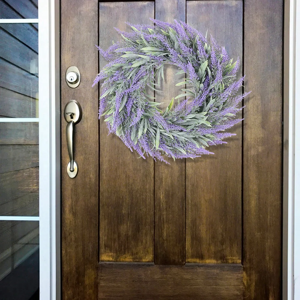 20cm Lavender Artificial Flower Wreath Front Door Window Hanging Garland Wall Ornament Spring Easter Wedding Decorations