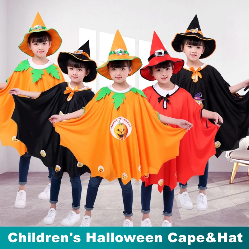 Children Halloween Cape Wizard Hat Cosplay Suit Costumes For 4-13 Year old Kids Trick or treating Holiday Party Dress Up