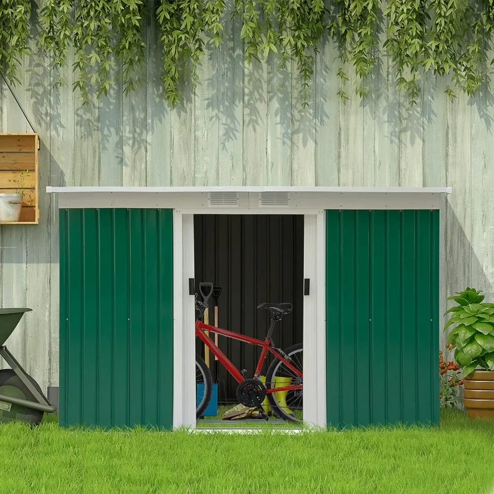 

9' X 4' Outdoor Storage Shed, Metal Utility Garden Tool House, 2 Vents and Lockable Door for Backyard Cabanons De Jardin