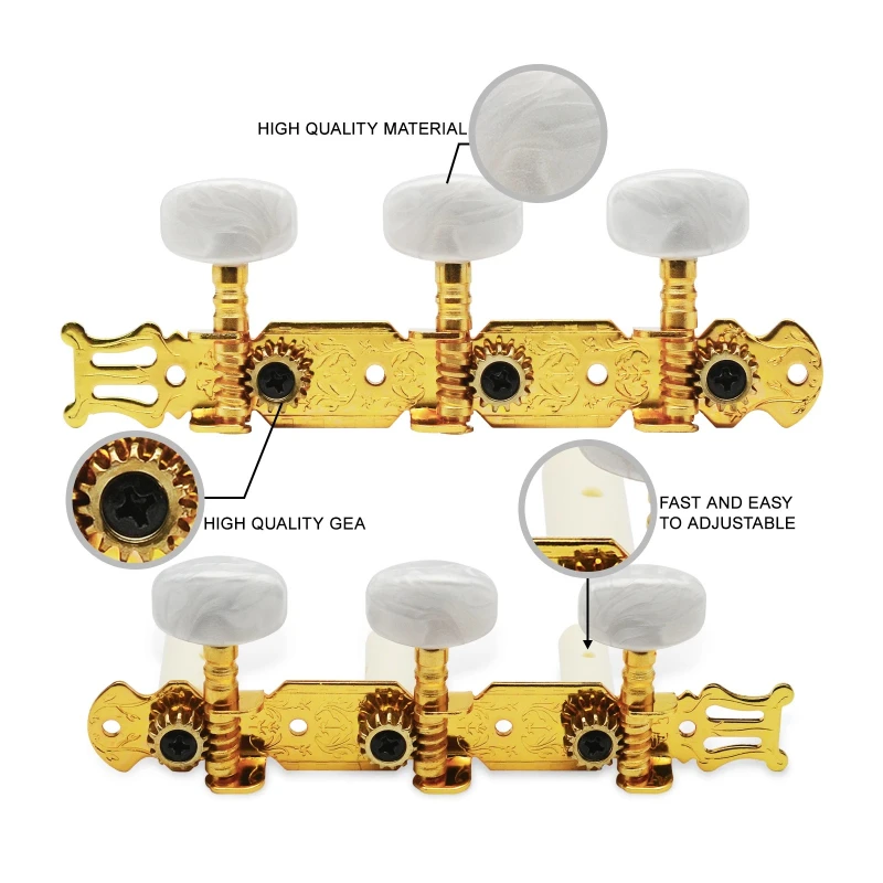 

Классические колки для настройки струн гитары, золотые, 1R1L, комплект