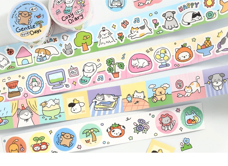 Niedliches Cartoon-Katzen-Washi-Tape im koreanischen Design, Matsugoda-Papierband für Schreibwaren, Büro, DIY-Bastelarbeiten und Dekoration – Detail 36