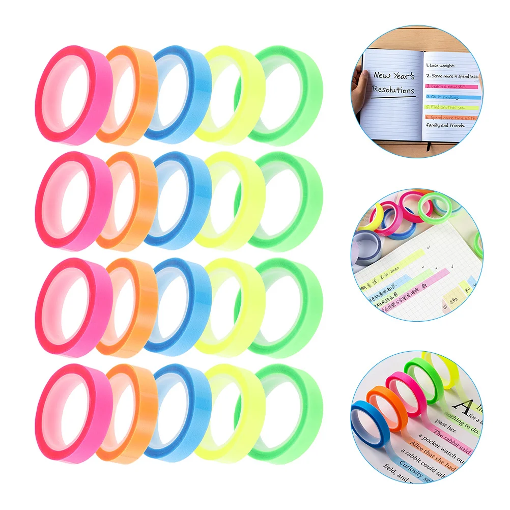 

20 Rolls Waterproof Index Sticker Long Highlighter Tapes Tabs for Annotating Books Sentence Cases