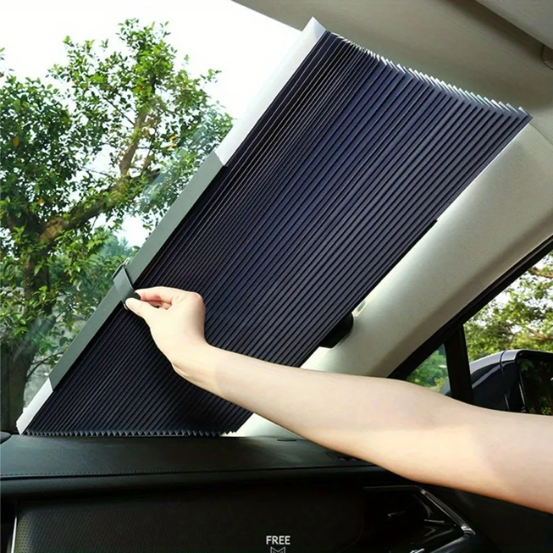 1pc Automatic retractable sunshade for sun protection, front gear car sunshade for blocking