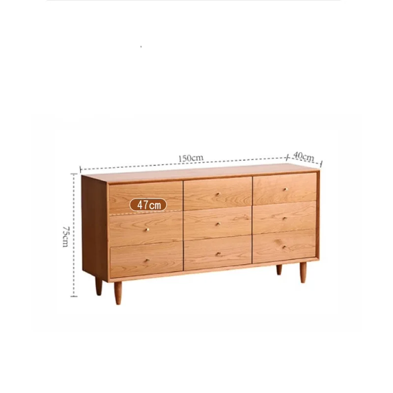 

North American cherry wood nine chest cabinet, Japanese-style log bed tail against the wall storage drawer cabinet