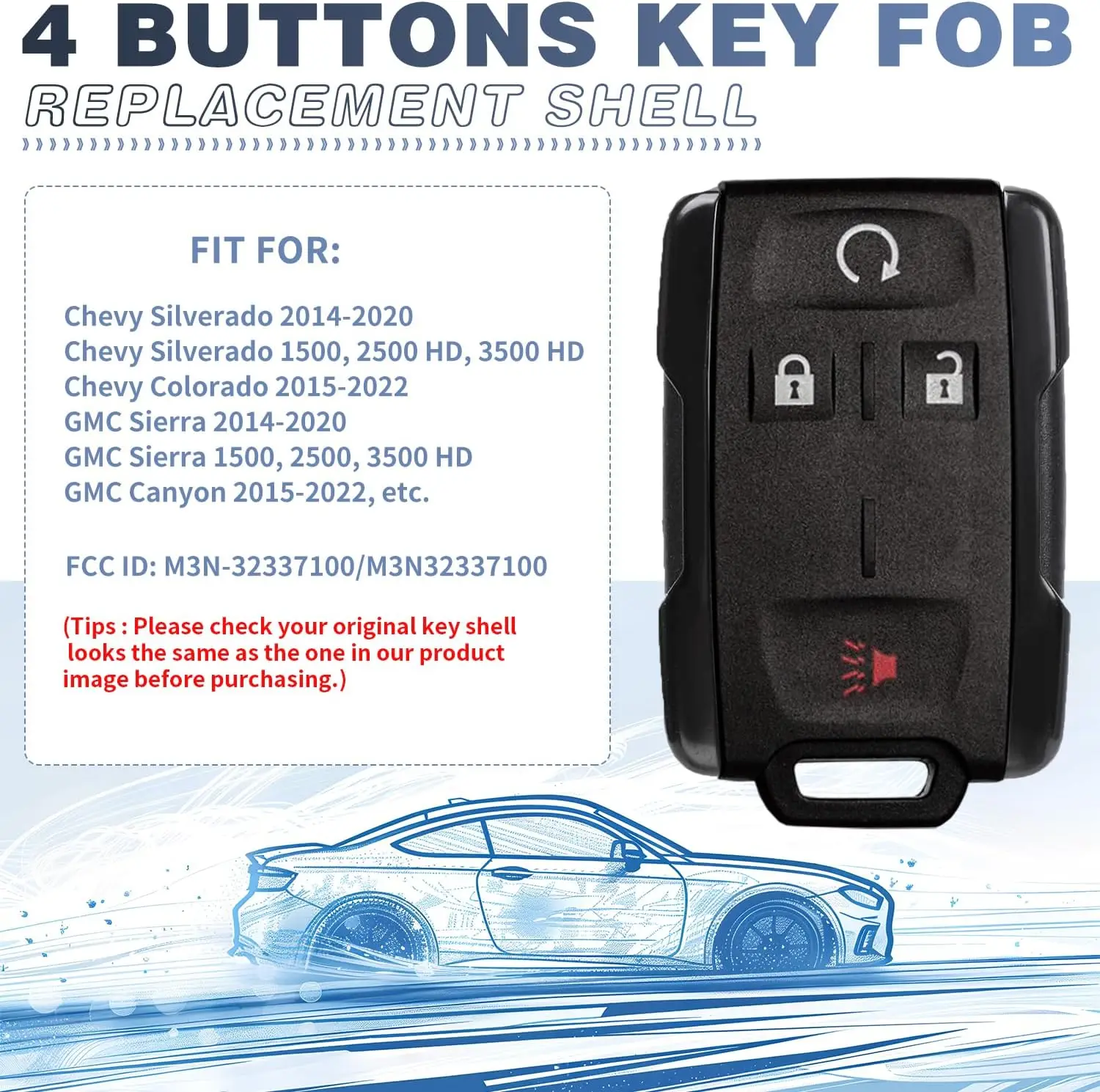 بديل لشيفي سيلفرادو كولورادو جي إم سي سييرا كانيون 2021 2020 2019 2018 2017 2016 2015 2014 مفتاح بعيد فوب شل #6