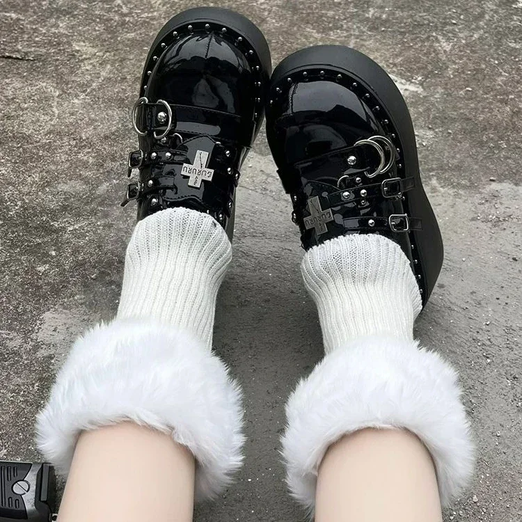

Осенние и зимние плюшевые гетры, однотонные милые плюшевые носки в стиле Лолита Cuteore, женские сапоги с мехом Gyaru, гетры