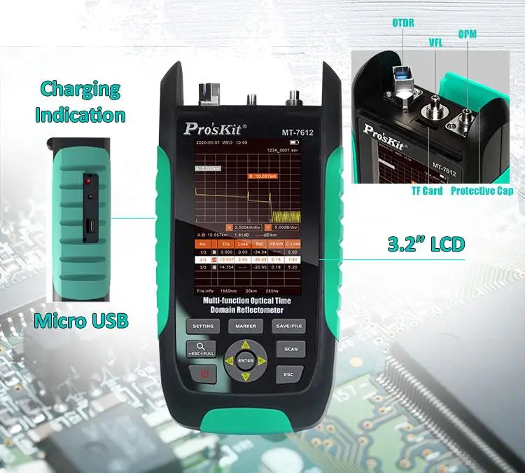 Pro\'sKit MT-7612F/MT-7616/MT-7617/MT-7618 Multi-function Optical Time Domain Reflectometer Power Meter/OTDR/VFL 3.2\