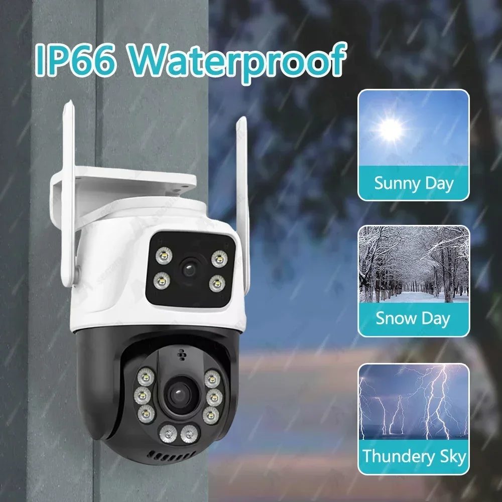 8MP 4K PTZ IP Camera Dual-Lens Human Detect CCTV Camera 4MP Smart Home Outdoor Wifi Surveillance Protection Camera ICSEE APP