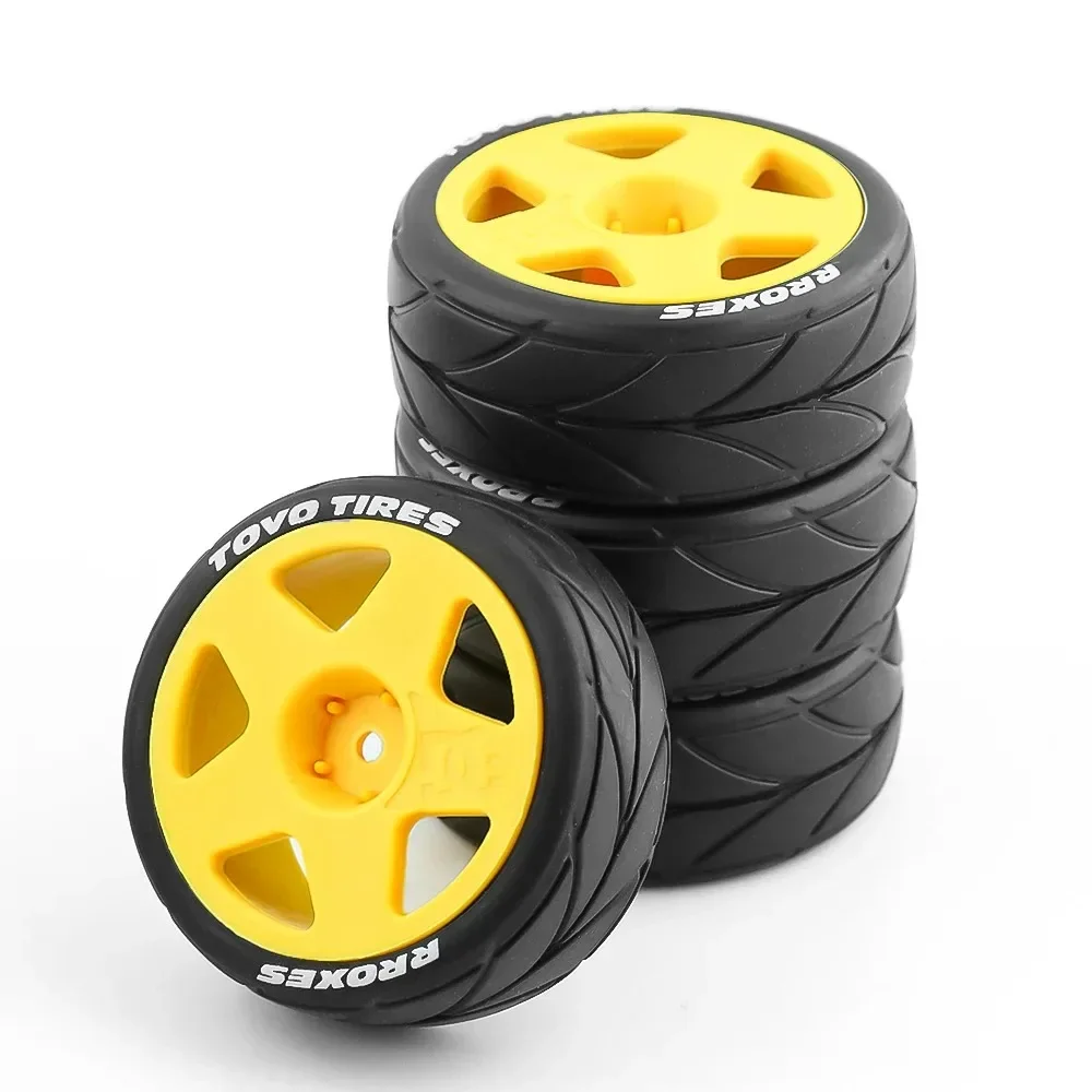 

4 STUKS RC 1/10 On-Road Rubberen Banden Banden en Plastic Wiel voor 1/10 RC On-Road Rally Auto HPI Tamiya TT01 TT02 Kyosho Wltoy