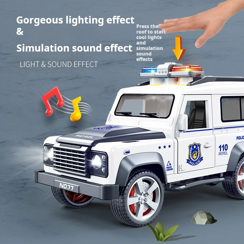 

1:32 четырехдверный имитация автомобиля, мини-игрушечная модель автомобиля с откатом, заводной полицейский грузовик для детей, подарок для мальчиков