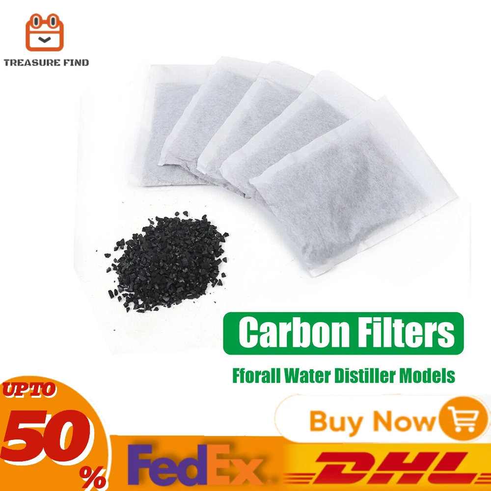 20Pc Activated Carbon Charcoal Filter Packs Household Water Distiller Purifier Water Remove Compound