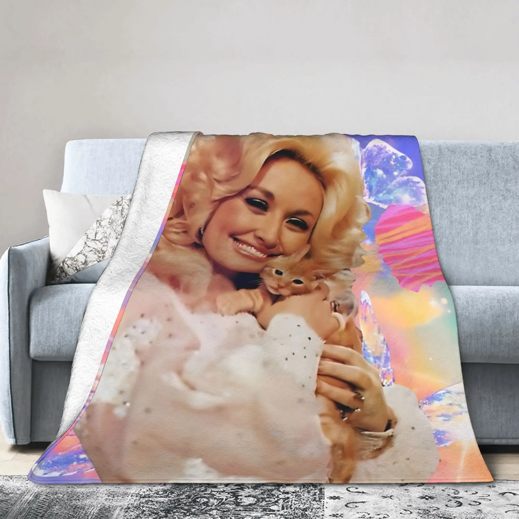 D-Dollys Singer Velvet Throw Blankets Dolly Parton Blanket for Bedding Bedroom Ultra-Soft Plush Thin Quilt